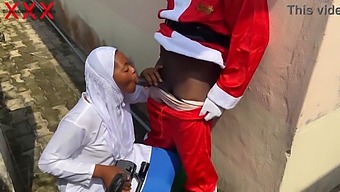 A Festive Christmas Encounter With A Sexy Hijab-Wearing Woman And A Jolly Santa