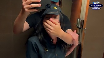 Eva Soda Gets Wild In A Public Restroom After A Spilled Soda