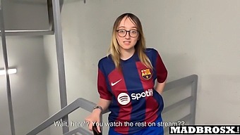 A Barcelona Fan Gets Double-Teamed By Psg Fans In The Stadium Corridors