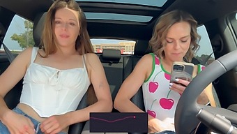 Nadia Foxx Dan Serenity Cox'S Kesenangan Drive-Thru Publik Dengan Vibrator Remote Control Lush